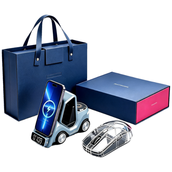 Custom 15W 6in1 Creative Forklift Wireless Charger + Transparent Mouse