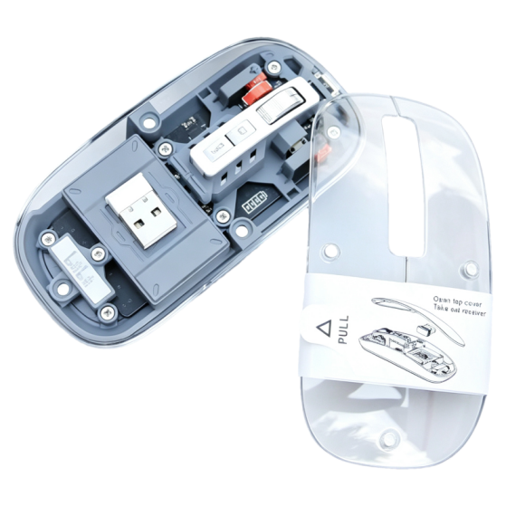 Transparent Mecha Light-up Mouse + 3in1 Desktop Wireless Charger